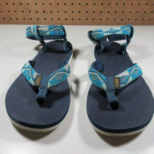 Teva womens navy an blue Universal geometric slingback thong sandals 8.5 M